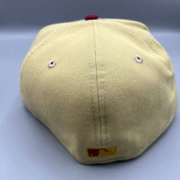 Milwaukee‎ Brewers Hat Men 7 1/2 Beige Red 59Fifty New Era Fitted Cap
